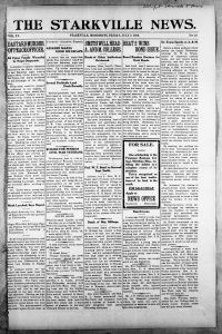A picture of a Starkville newspaper reporting the lynching of Sam Meeks