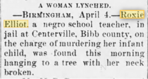 “A Woman Lynched”, The Standard Gauge, Brewton, Alabama April 9, 1891